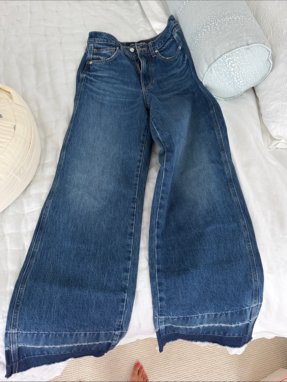 Veronica Beard Taylor Wide-Leg Dark Blue Denim Jeans 25